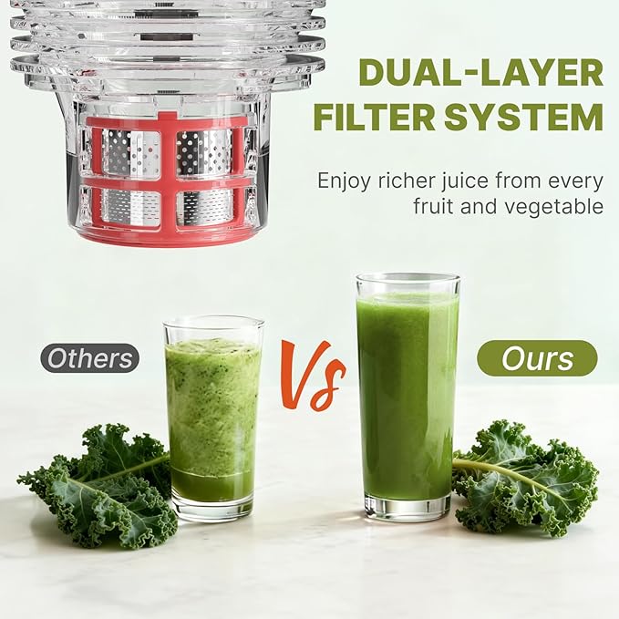 Cold Press Juicer, 5.5inch Wide Feed Chute Juicer Extractor Machine, Slow Masticating Juicer for Whole Vegetables & Fruits, Gray