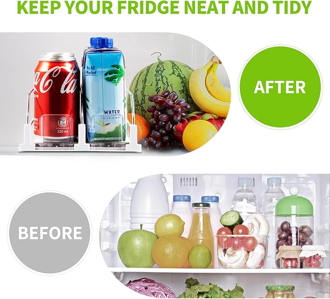 Drink Organizer for Fridge, Soda Can Dispenser for Refrigerator, Automatic Drink Dispenser for Fridge Holds up to 10 Cans, 2 Row