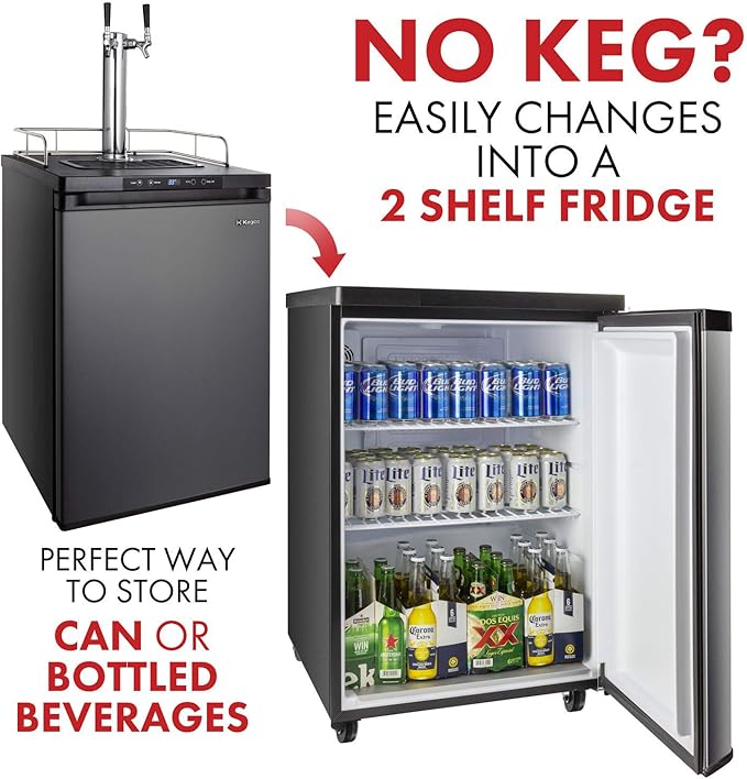 Kegco HBK309X-2 Keg Dispenser, 2 faucet without keg Black Stainless Steel