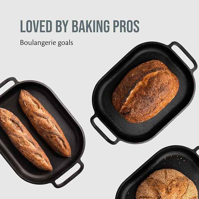 Challenger Bread Pan Cast Iron Loaf Pan with Lid & Baking Bundle: Artisan Sourdough and Homemade Bread Baking Kit, Walnut Bench Knife, 12 Flour Sack Towels, Pre-Seasoned, Made in USA