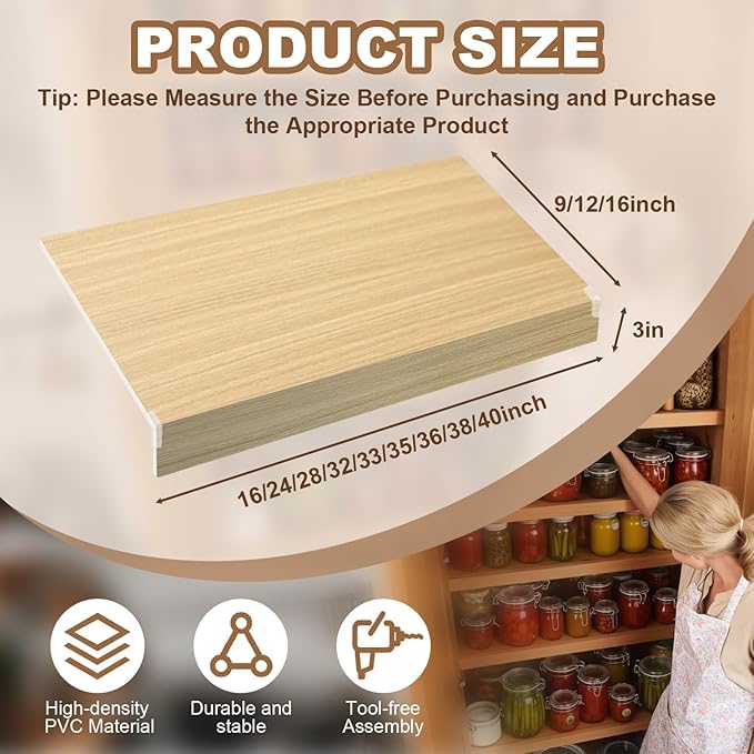 5 Pcs Wire Rack Covers 36x12x3 inch PVC Pantry Shelf Cover 0.31 inch Thick Removable Closet Wire Rack Shelf Covers,Decoration Kitchen Bathroom Office Shelving (Wood Color,36x12x3 inch)