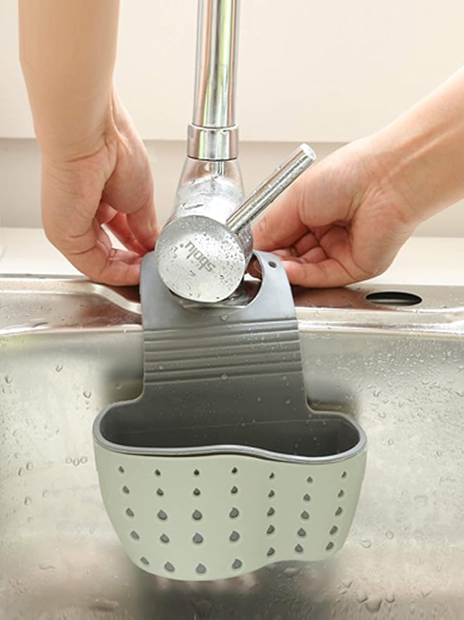 VANVENE Kitchen Sink Shelf Soap Sponge Drain Rack Holder Double Decker Hanging Basket Storage Suction Cup Kitchen Organizer Sink Accessories Wash Dropshipping-Blue,1Pcs