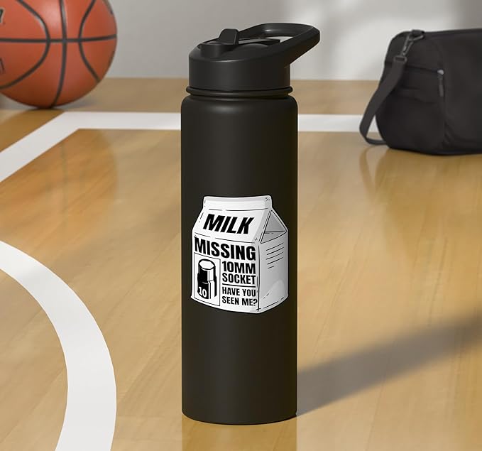 Missing 10mm Socket Milk Carton Funny Car Mechanic Stainless Steel Insulated Water Bottle