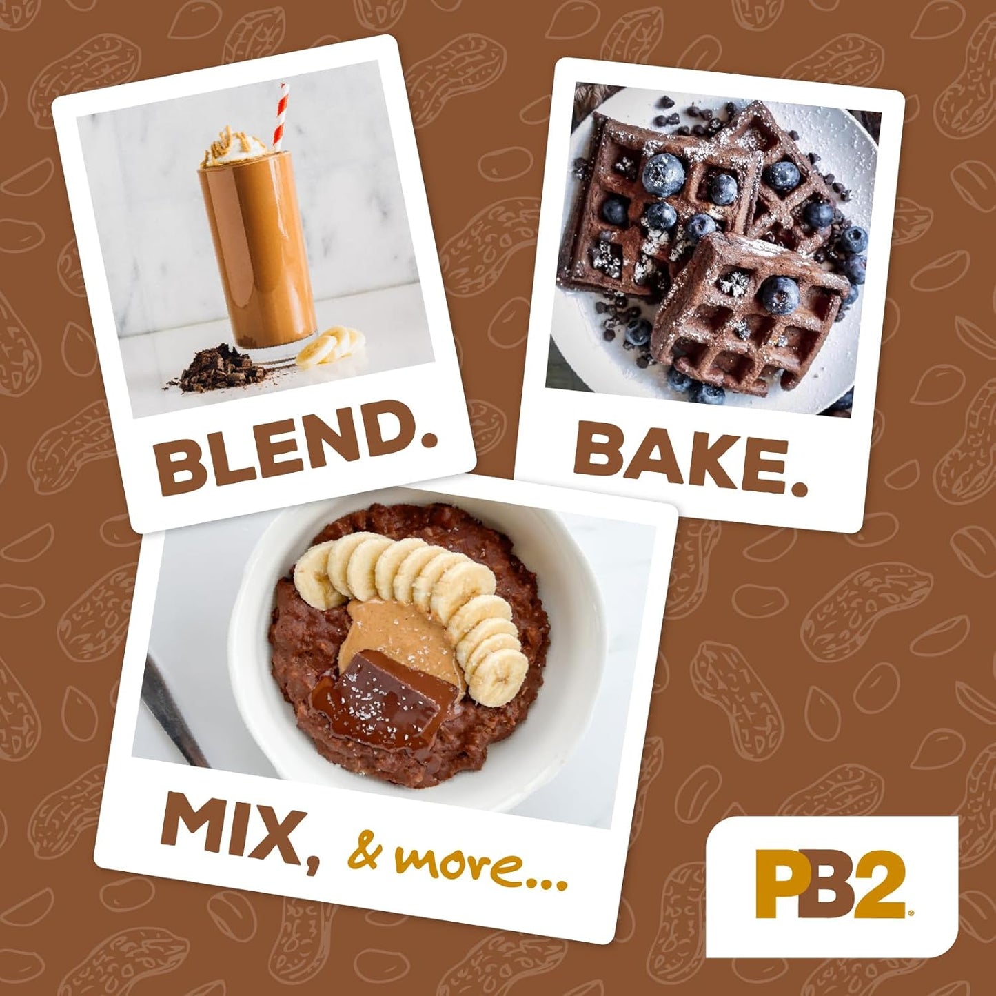 PB2 Powdered Chocolate Peanut Butter with Cocoa | 2lb Jar | 4g of Protein, 90% Less Fat, Certified Gluten Free, Only 50 Calories per Serving for Shakes, Smoothies, Low-Carb, Keto Diets