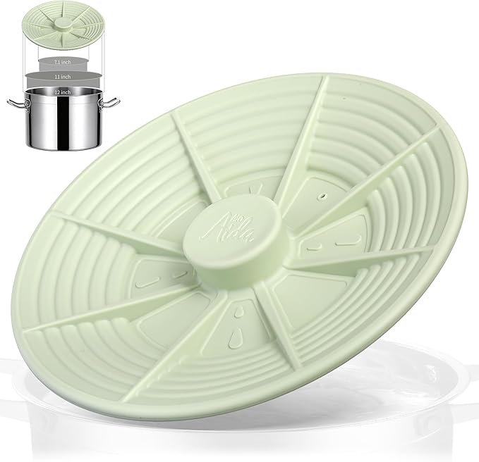 Universal Silicone Pot Lid for Pots and Pans, Food-Grade Silicone, BPA Free, Splatter Guard, Spill-Proof, Heat Resistant, Large 7–12 Inch for Frying Pans, Woks & Cookware – Green