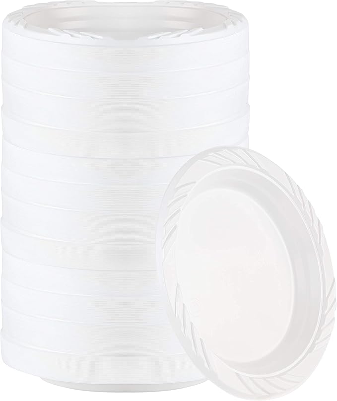 PLASTICPRO 800 Count Disposable 6 Inch White Plastic Dessert Plates