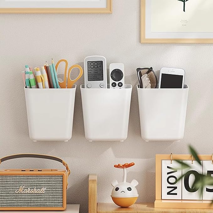 4 Piece Kitchen Cabinet Door Storage Box,Self Adhesive Wall Mounted Storage Box,Wardrobe/Bathroom/Refrigerator Small Items Organizer