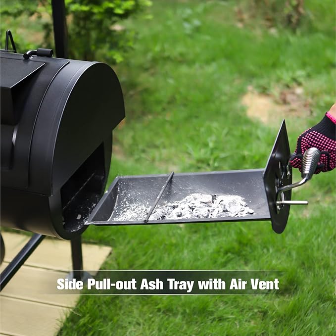 MFSTUDIO Heavy Duty Charcoal Wood Offset Outdoor Smoker Grill, Extra Large Charcoal Grill with Smoker Combo for BBQ Grilling, 941 SQ.IN.