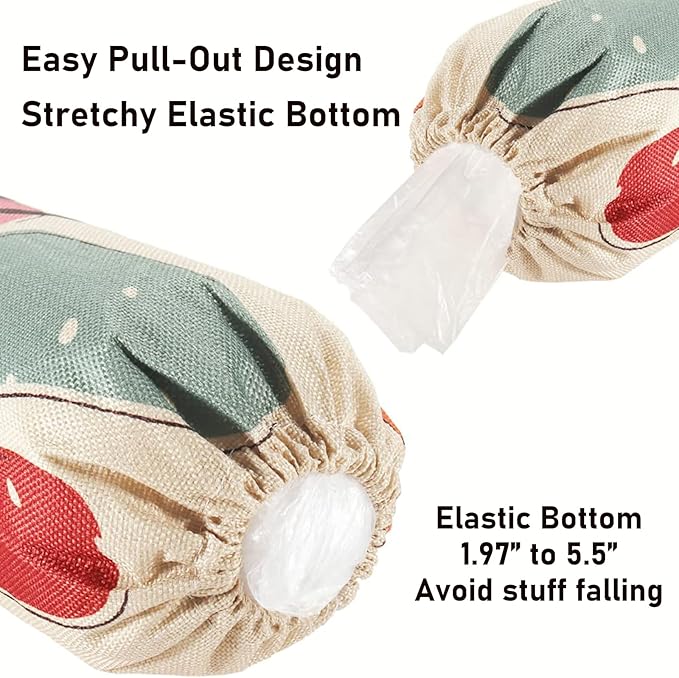 2PCS Boho Plastic Bag Holder for Kitchen Essentials, Reusable Hanging Grocery Bag Organizer, Washable Large Grocery Trash Garbage Bags Storage Dispenser Boho Kitchen Decor-06