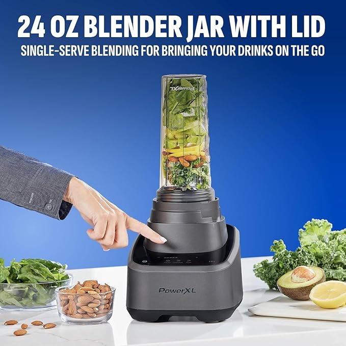 PowerXL SensiMax Blending Kitchen System – 1500W, Smart Sensing Technology, Hands-Free Blending, 3 Functions, 10 Speed Control, 72OZ Jar, 6-Tip Turbo Blade, 13 Food Processor Accessories, Storage Case