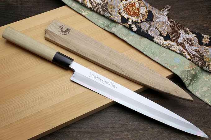 Yoshihiro Shiroko High Carbon Steel Kasumi Yanagi Magnolia Handle Sushi Sashimi Chef Knife (9.5" (240mm))