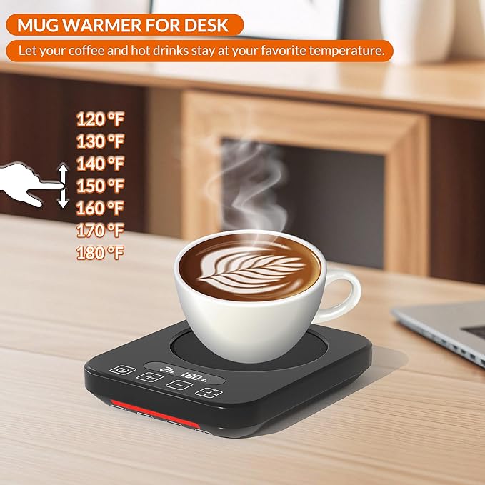 Coffee Mug Warmer,Cup Warmer with 7 Temp Settings,8H Auto Shut Off & 12H Timer,Fast Bottle Warmers for All Bottles,The Ultimate Coffee Warmer Plate for Beverage Lovers (Black)
