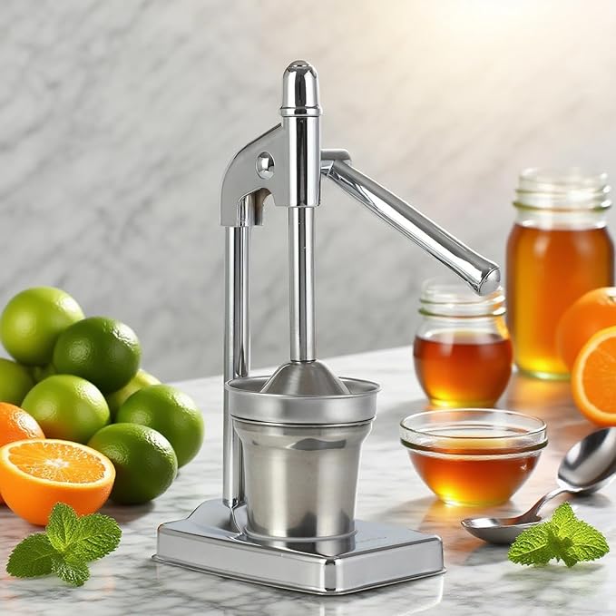 Stainless Steel Lemon Juicer, Heavy Duty Manual Orange Press Squeezer with Easy Clean Design, Handheld Citrus Juicer for Lime, Lemonade, Countertop Use (Green)
