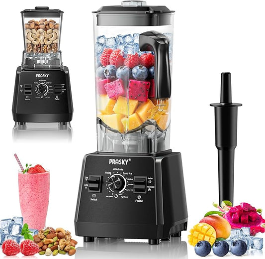 Blender Smoothies, 102oz Large Capacity Kitchen Blender, 1000Watts Motor, 2-in-1 Professional Countertop Blenders and Grinder Combo Frozen Fruit, Ice Crush, Nuts, BPA-Free - Black