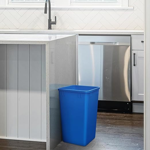 Rev-A-Shelf Polymer Replacement 35 Quart Trash Bin Recycle Waste Garbage Container for Kitchen Cabinet Pullouts, Blue, 2 Pack, RV-35-22-2