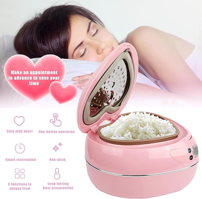 Pink Rice Cooker, Smart Rice Cooker 8 Cup With Delay Preset Timer And Auto Thermostat, Gifts Keep Warm For Brown Rice, Yogurt, Cake, Tomato Soup