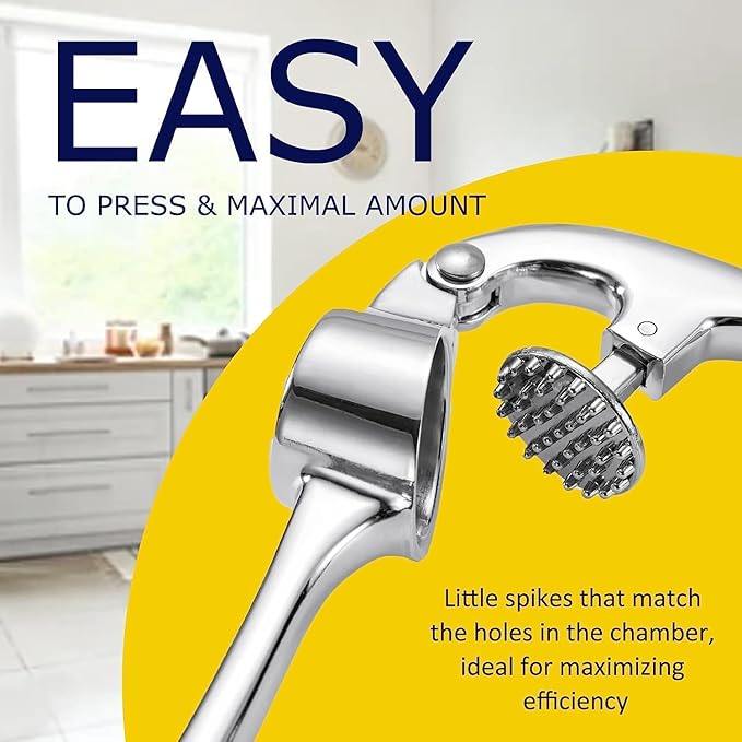 Premium Garlic Press Stainless Steel - Elevate Your Culinary Experience with Our Premium Garlic Mincer, Crusher & Peeler Set, Dishwasher Safe & Rust-proof (Silver)