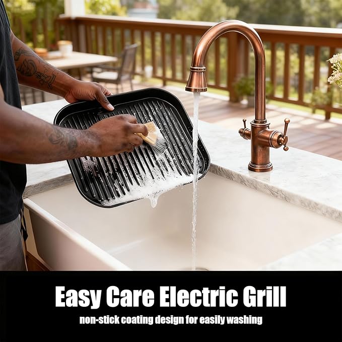 NEWBULIG Electric Grill Outdoor, Electric 8-in-1 BBQ Grills with Air Fryer, Roast, Steak, Broil, Bake, Vegetables, Reheat, Dehydrate, 140°F-450°F, 1550W, for Barbecue, Camping Gatherings