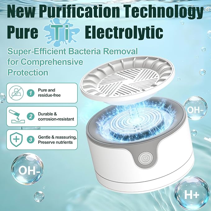 Fruit and Vegetable Washing Machine,Waterproof Fruit and Vegetable Cleaner, Latest Titanium Electrolysis Purification Wireless Charging Suitable for Washing Fresh Produce