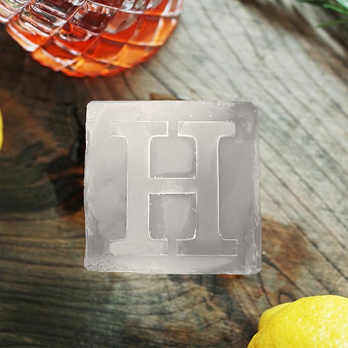 Letter H Monogram Ice Cube Mold Custom Ice Cube Mold 2 Inch Big Initials Silicone Ice Cube Tray Gifts for DAD Gifts for Him