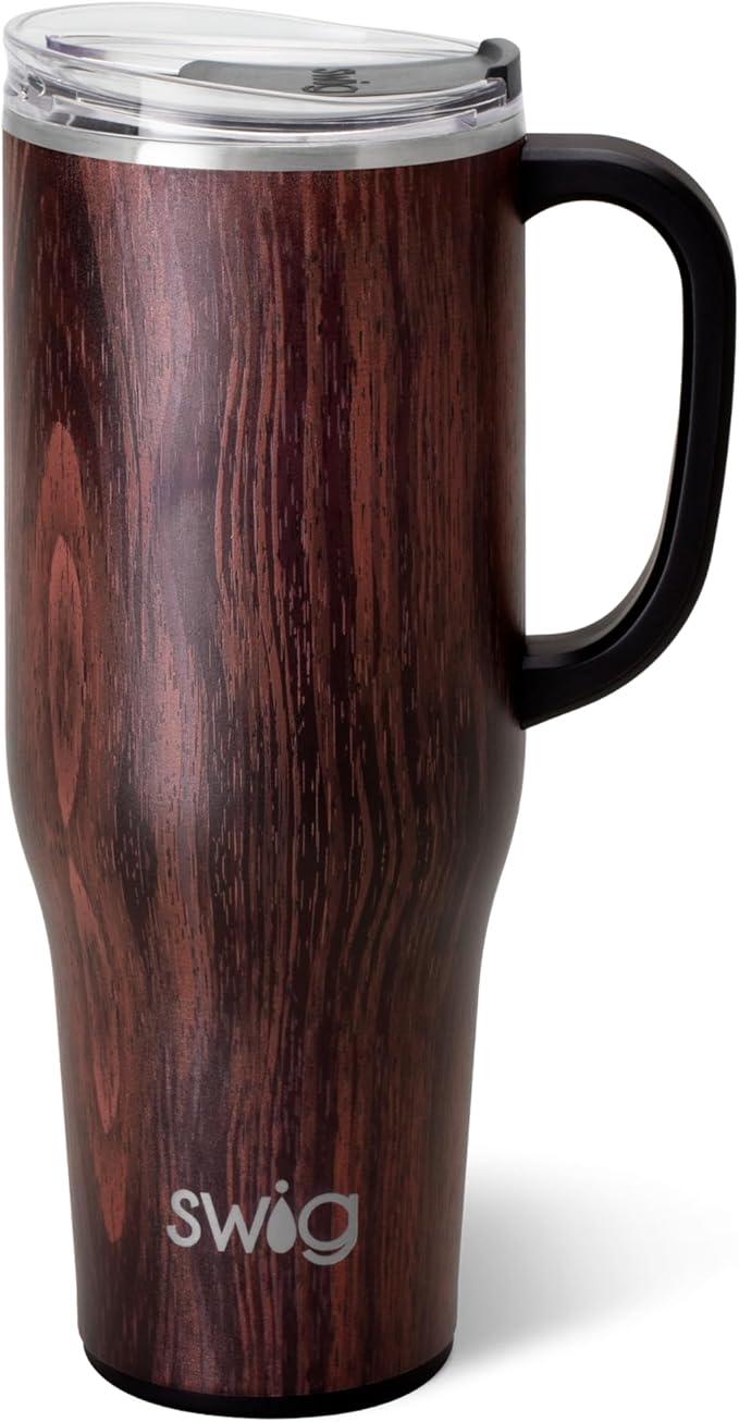 Swig Life 40oz Mega Mug, 40 oz Tumbler with Handle, Cup Holder Friendly, Dishwasher Safe, Extra Large Insulated Tumbler, Stainless Steel (Bourbon Barrel)