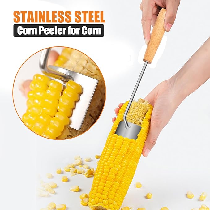 Corn Peeler Corn Thresher Corn Stripper for Corn On The CobCorn Shovel Corn Scraper Corn Kernel Remover Tool Cob Planer Corn Cutter Corn Knife Tool Stainless Steel Kitchen Gadget