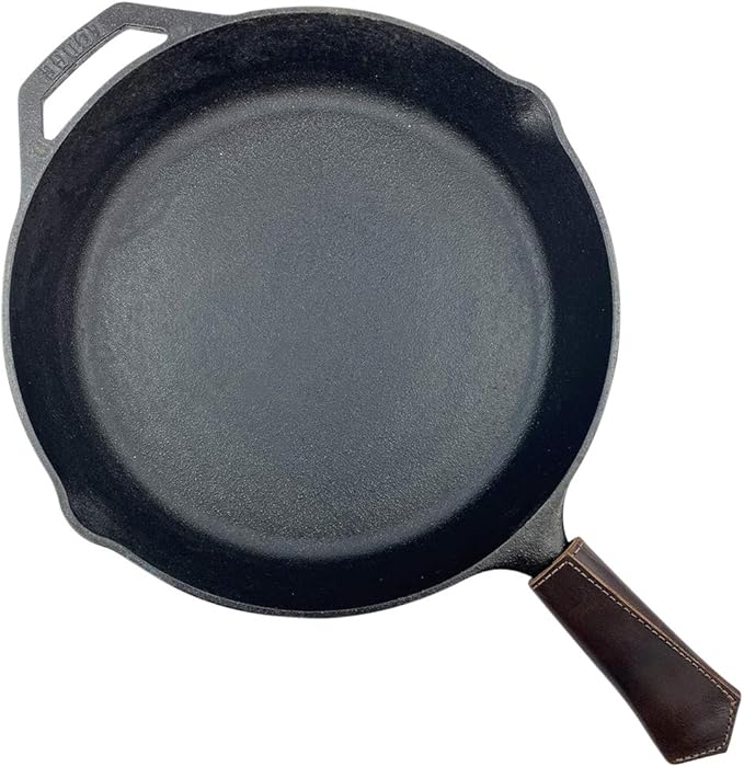 Hide & Drink, Hot Pan Handle Cover Handcrafted from Thick Full Grain Leather - Bourbon Brown