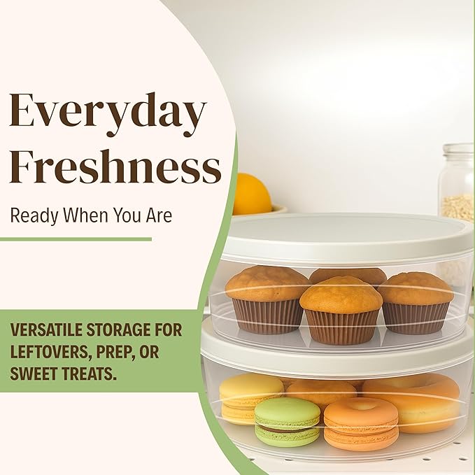 Evelots 4-Pack 10-Inch Airtight Food Storage Container with Lid - Portable Carrier for Pies, Cakes, Cupcakes & More - BPA-Free Clear Plastic - Secure & Easy Transport