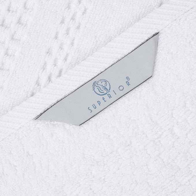 Superior Playa Zero Twist Cotton Medium Weight Small Towels, for Kitchen, Bathroom, Shower, Spa, Plush, Quick Dry, Ultra-Soft Essentials, Waffle Textured, Face Towels Washcloths, Set of 12, White