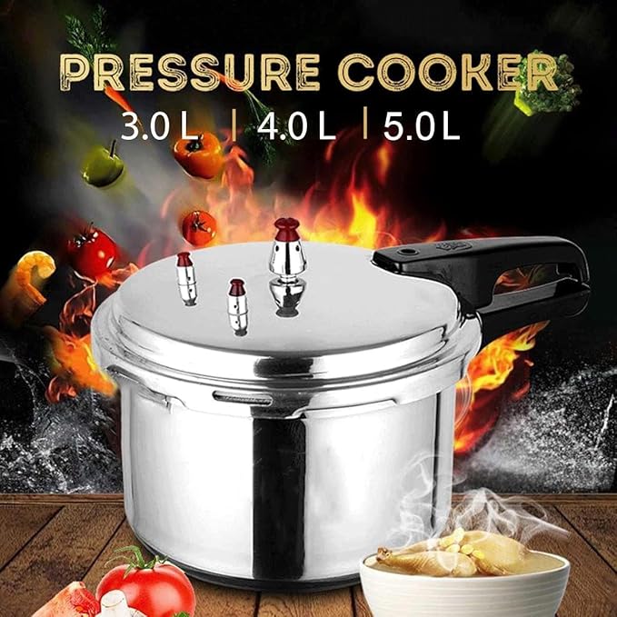 Electric Pressure Cooker, Kitchen Pressure Cooker Cookware 18/20/22cm Gas Stove/Open Fire Pressure Cooker Outdoor Camping Cook Tool Steamer,One Color-5L