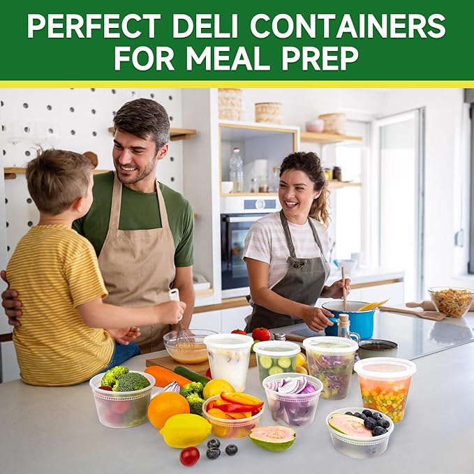 50 Set 24 oz Deli Containers with Lids, Leak-Proof BPA Free Plastic Take Out Bowls, Food Storage Containers for Takeout Meal Prep Storage, Freezer, Microwave & Dishwasher Safe