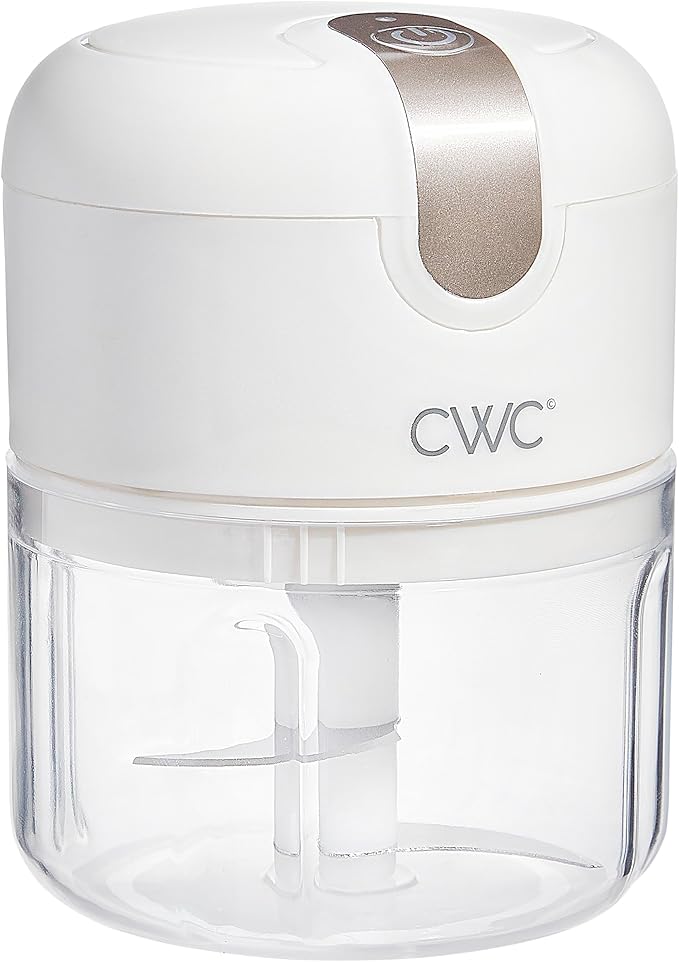 COOK WITH COLOR Wireless Food Chopper - Effortlessly Chop, Great for Garlic, Ginger, Herbs, Chili, Minced Meat, Onions, 8 Oz, Creme