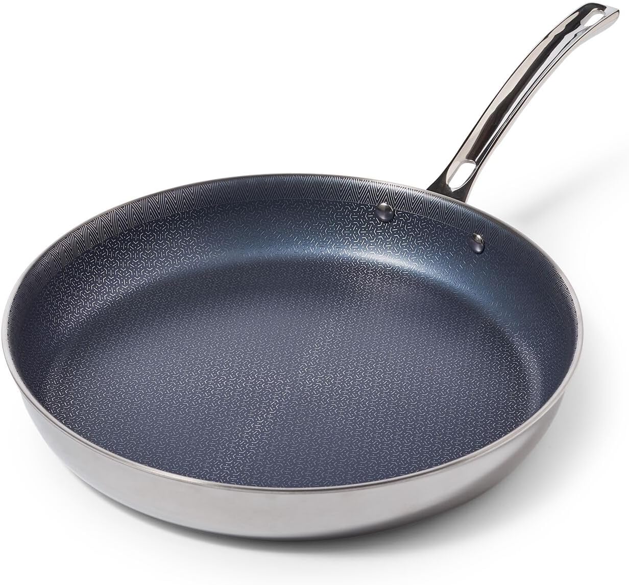 Viking 3-Ply Non Stick Frying Pan, 12 Inch Hybrid Plus Stainless Steel Kitchen Cookware, Silver