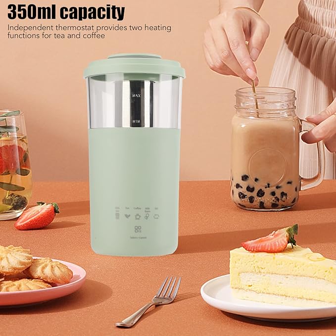 Milk Frother, 350ml Portable Electric Frother for Coffee, Automatic Milk Foamer for Latte Cappuccino Chocolate Milk Tea (Green)