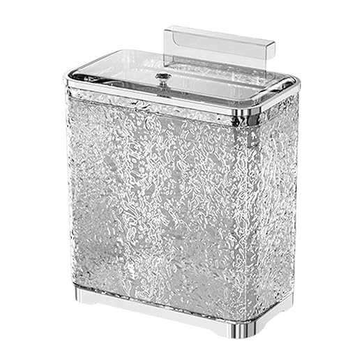 Bathroom Trash Can, Kitchen Hanging Trash Can Wastebasket Portable with Lid Small Over Cabinet Door Garbage Bin Waste Basket for Bathroom Kitchen(Argent Gray)