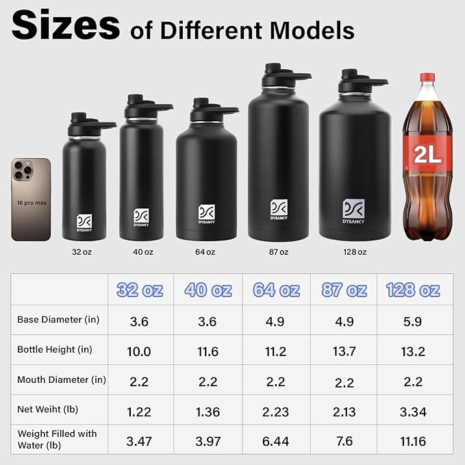 DYSANKY Insulated Water Bottle | Thickened Stainless Steel Vacuum Metal | Portable Sports Water Jug for Gym and Hiking with Straw, Carrier Bag, Handle Strap | BPA-Free 40 oz