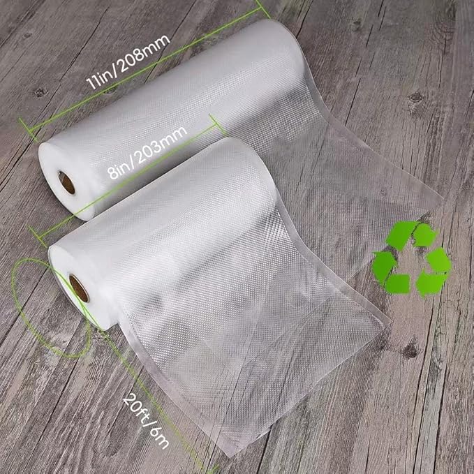 Vacuum Sealer Bags For Food: 12 Pack 6 Rolls 11"x20' + 6 Rolls 8"x20' Commercial Grade BPA Free Bag Rolls Durable Customized Size Food Vac Bags for Storage and Sous Vide Cooking Puncture Prevention
