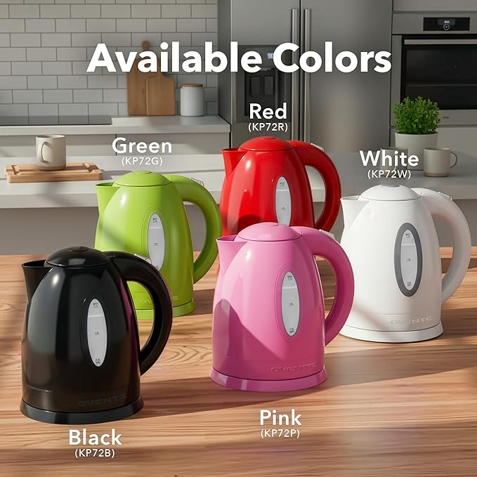 OVENTE Electric Kettle, 1.7L Fast Boiling Water Heater for Coffee or Tea, BPA Free with Water Level Gauge, Auto Shut-Off, Boil-Dry Protection, Indicator Light and Removable Filter, Red KP72R