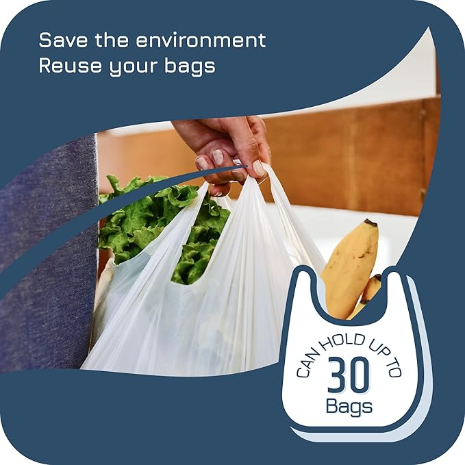 Plastic Bag Holder | Durable Plastic Wall Mount Kitchen Grocery Bag Storage Organizer | Smudge Proof, Fingerprint Resistant | Black