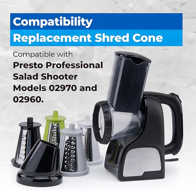 Hexagon Plug Shred Cone for Presto Professional Salad Shooter Models 02970 02960, Cheese Grater Replacement Parts for Shredding Cheese, Vegetables and Fruits