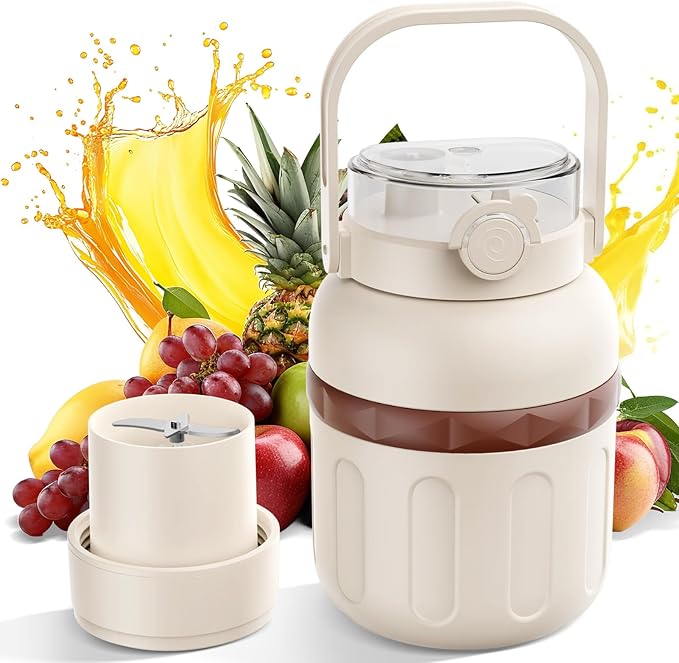 Kawu Portable Blender, 27oz Personal Smoothies Blender with Stainless Steel Inner, Cordless Electric Shake Maker, USB Rechargeable, BPA Free, Travel Bottle for Smoothie, Jucie