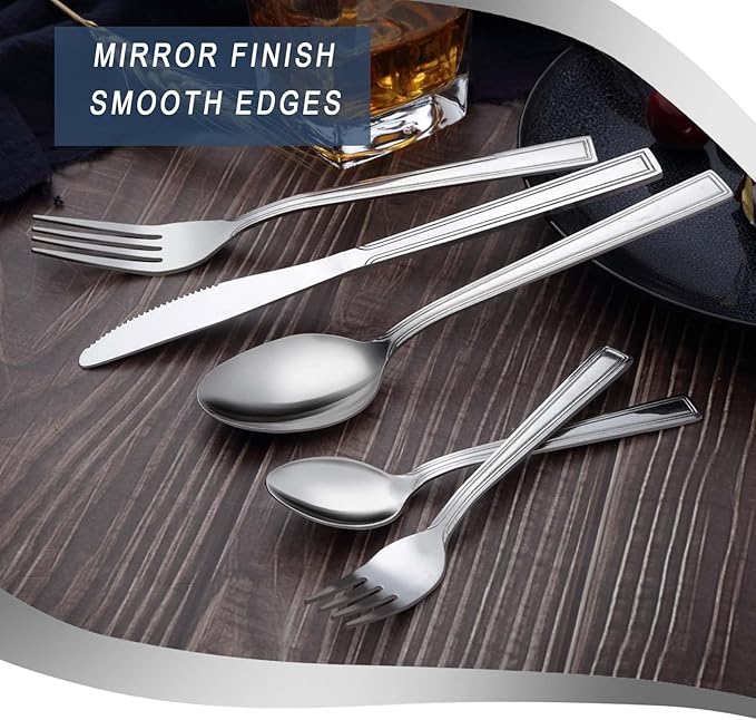 Hunnycook 30-Piece Silverware Set - Flatware Stainless Steel Silverware Set for 6, Include Spoons and Forks Set, Mirror Polished, Dishwasher Safe, Cutlery Set for Home Kitchen Restaurant Hotel