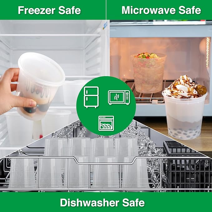 Deli Food Containers with Lids 30 oz-60 Pack Meal Prep Containers Food Storage Containers with Lids Stackable, Leakproof, BPA Free, Microwave Dishwasher Freezer Safe for Takeout Meal