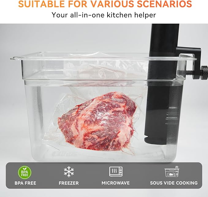 Rolls with Dispenser - 6 Pack 3 Rolls 11"x20' & 3 Rolls 8"x20', Vacuum Sealer Bags, Leakproof Heavy Duty Food Storage for Sous Vide, Meal Prep, Freezer, Compatible with Food Saver, Wevac Core