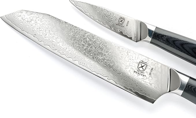 Mercer Culinary Premium Grade Super Steel 7-Inch Santoku and 3.5-Inch Paring Knife Set, G10 Handles
