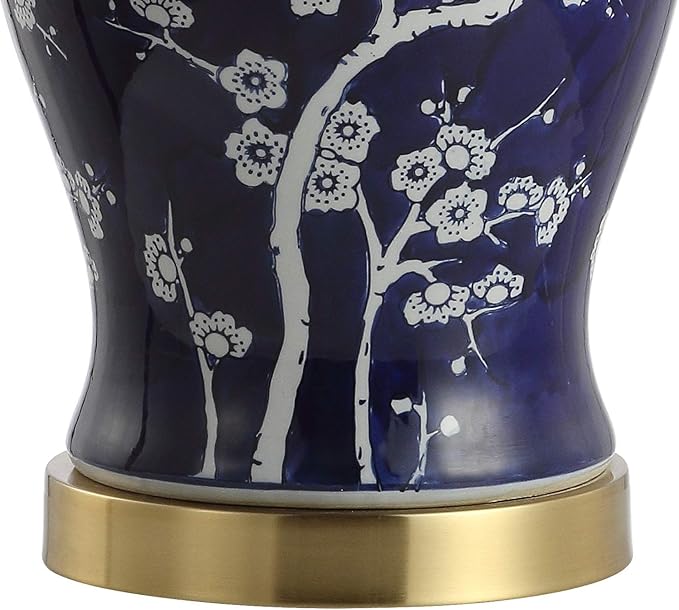 JONATHAN Y JYL3047A Gracie 29.5" Ginger Jar Ceramic/Metal LED Table Lamp Traditional Bedside Desk Nightstand for Bedroom Living Room Office College Bookcase LED Bulb Included, White/Navy