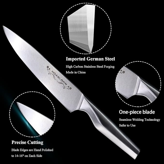 Knife Set with Block Knife Set German Stainless Steel 17 Piece Kitchen Knife Set Knife Knives Set，We Will also Throw In 1 Box Of 5 Piece Wine Corkscrew Set!