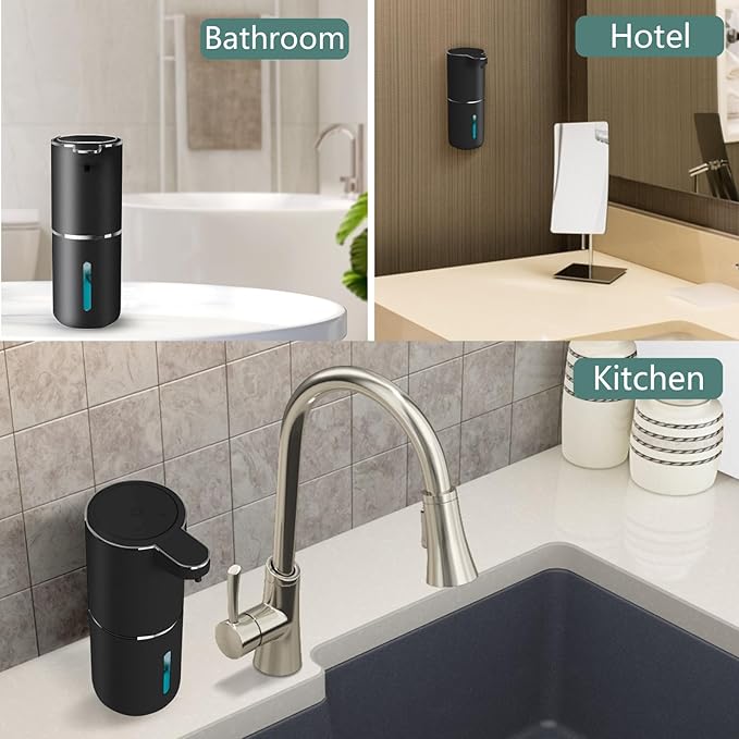 Automatic Soap Dispenser – Touchless Foaming Soap Dispenser 400ml USB Rechargeable Dispenser Electric Wall Mounted 4levels Adjustable Foam Dispenser Pump for Bathroom Kitchen Dish Soap(Black)