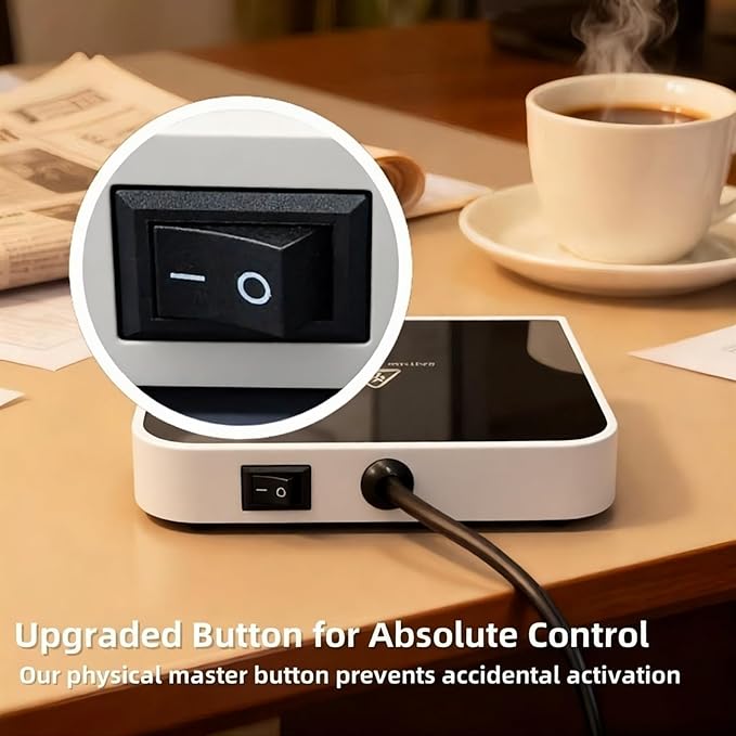 Coffee Mug Warmer & Candle Warmer 46W Electric Cup Warmer for Desk - Smart Digital Display 6 Heat Settings Timer Auto Shut-Off Work from Home Office Gift (White)