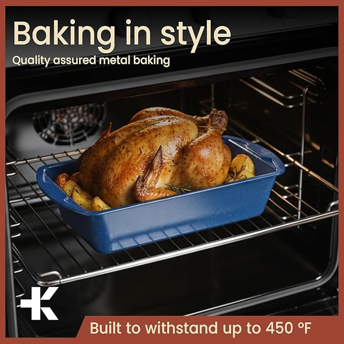 Nonstick Loaf Pan Set Pack of 1, Carbon Steel 11" Large Baking Bread Pan, Oven Safe Up to 450°F, PFOA, PFOS, PTFE Free, Space Saving Stackable Design, Stain Resistant, Dishwasher Friendly, Blue Marble